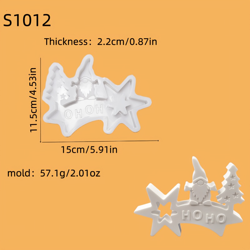 TEMU Molde de silicona de resina para Navidad, estrellas de navideñas, adornos 3D, moldes de silicona, velas, adornos de yeso, decoración del hogar,