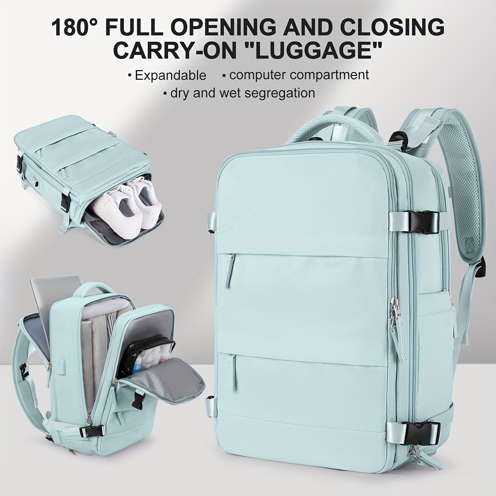 

High-capacity Backpack For Women, Nylon Laptop Bag, Expandable Travel & Luggage Backpack With Multiple Compartments