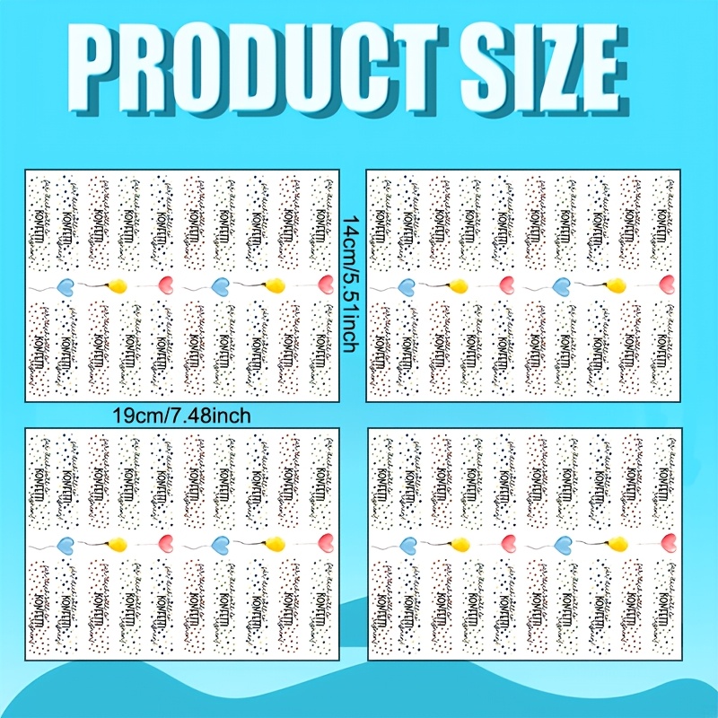 TEMU 4pcs Dynamic Party Transfer Paper With German Warm Words, And Balloon Illustrations, For Stationery, Acrylic Ornaments, And Decorative Artwork,
