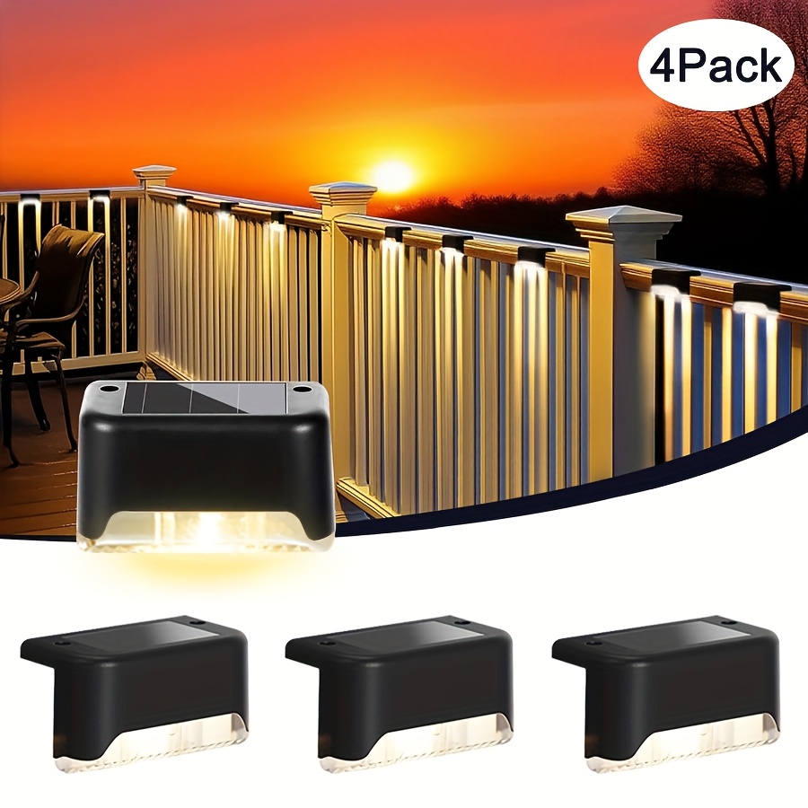 TEMU [solar Deck Lights]30/16/8/4 Pack Outdoor Solar Step Lights Led Solar Fence Powered Lights For Outdoor Stairs, Step, Fence, Yard, Patio, Garden,