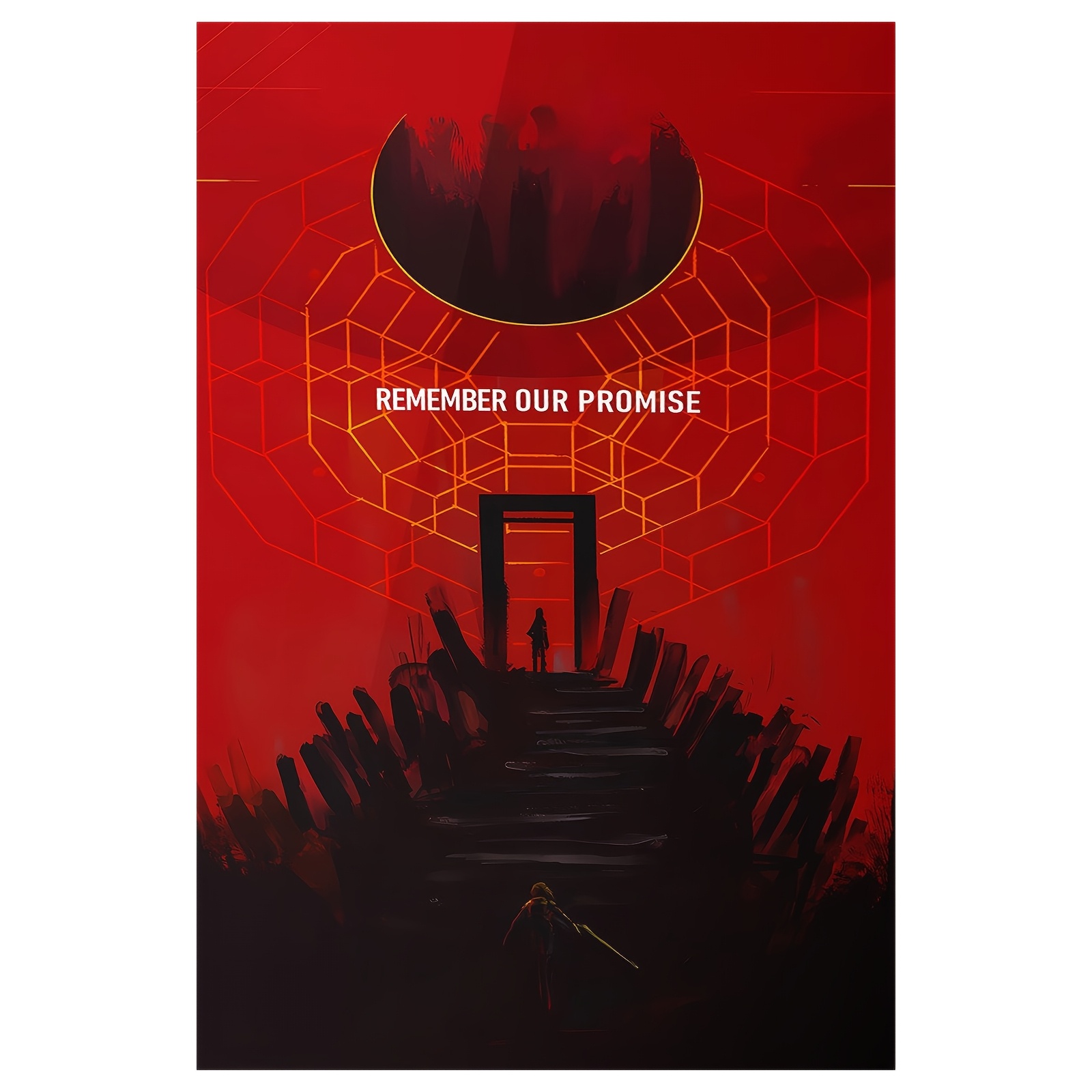 TEMU 1pc Frameless Signalis Indie Game Canvas Poster - Dramatic Red & Art Wall Decor, 12x18 Inch Premium Canvas Print For Gaming Rooms, Gifts, Modern