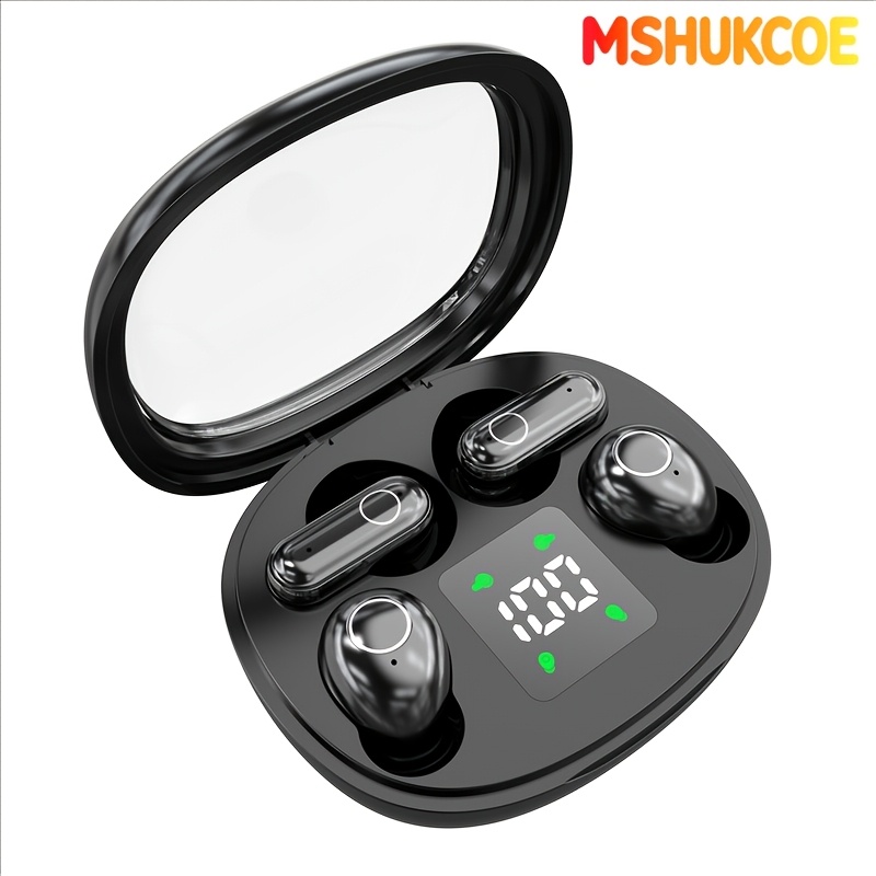 MSHUKCOE 2in1 Wireless Wireless Headphones, Mini Invisible Sleep Earbuds, Sports Noise Cancelling Earphones Comfortable To Wear, Low Bass 6D Sound Effect HIFI Music, For Leisure, Office, And Classroom, Long Battery Life, Suitable For Birthday Gifts