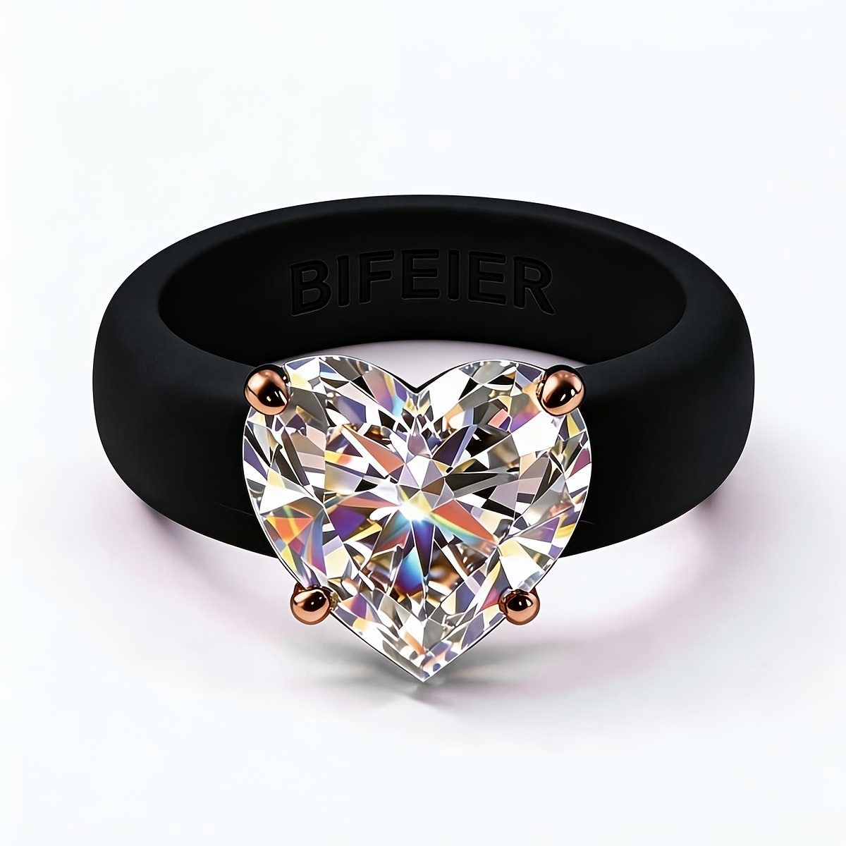 TEMU BIFEIER Bague Mode Hypoallergénique en Silicone Résistante à la Décoloration pour Femmes, Associée à une Bague Élégante en Découpée de Cœur,
