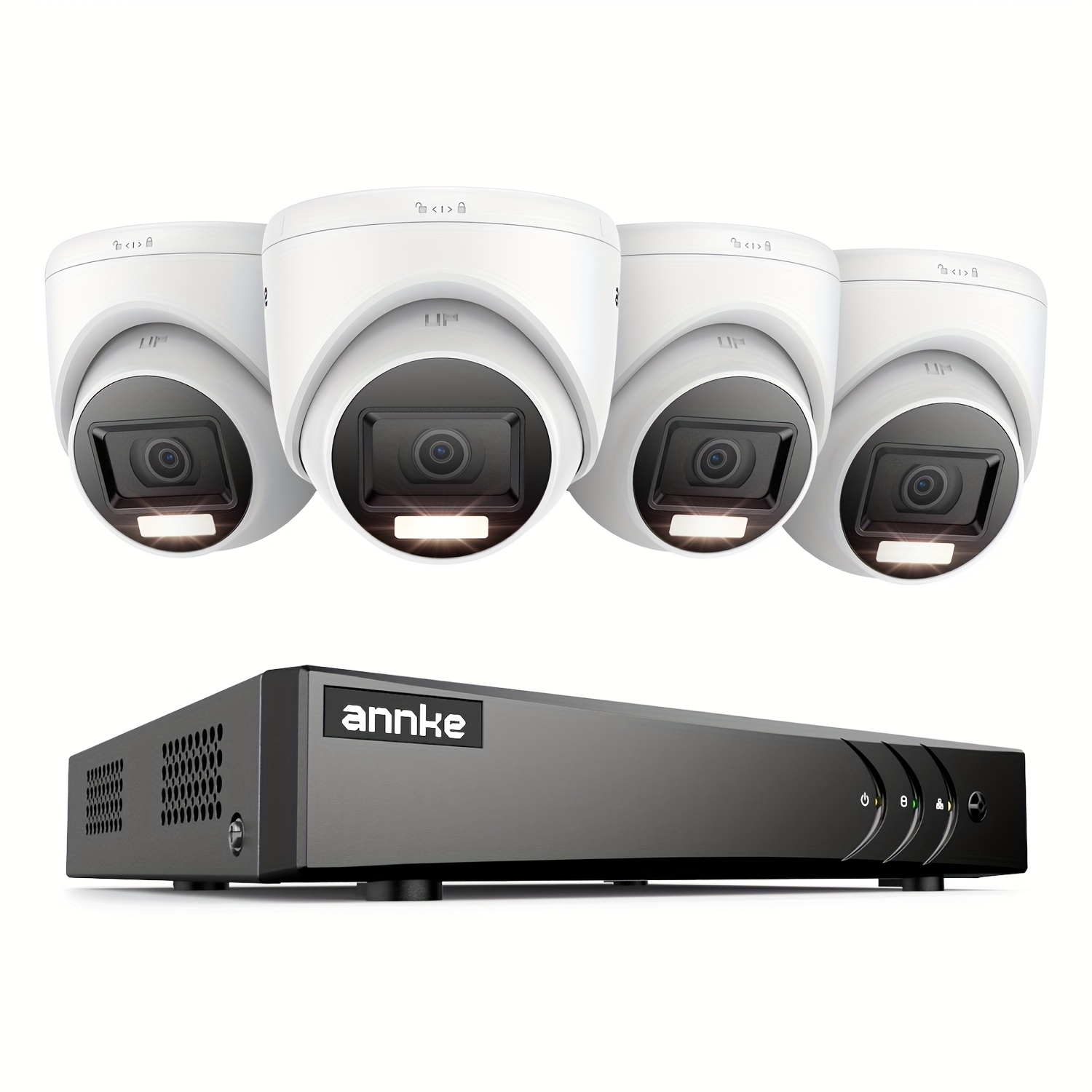 Image of Annke Surveillance Camera Set 8ch 3k Lite Dvr With 4 X 1080p Cctv Surveillance Camera, Person/vehicle Detection, Ir Night Vision, No Hard Drive, Motion Alarm, And App Controlled.