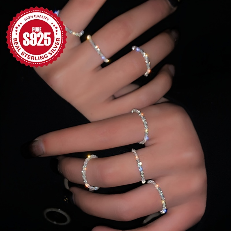 Classic Style Shimmering Soft Chain Ring in S925 Silver