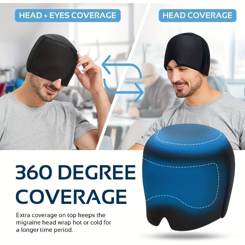 Black Migraine Relief Cap, Heat/cold Compress, Relaxing Headband, Breathable Fabric, Durable Construction, Suitable for Family Users and Health Enthusiasts.