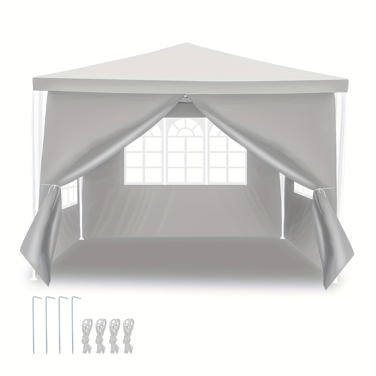Image of Sonnewelt 3x3m Outdoor Awning, Waterproof Garden Tent, Party Tent, Uv Protection Tent With 4 Side Panels And Windows, High-quality Awning For Holiday Parties, In White, Blue, Green