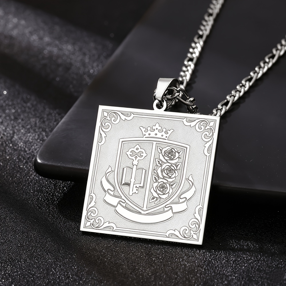 TEMU Custom Photo Golden Deep- Necklace, Personalized Engraved Necklace, Stainless Steel Family Chain Necklace, Deep- Design Graphic Pendant, Stylish