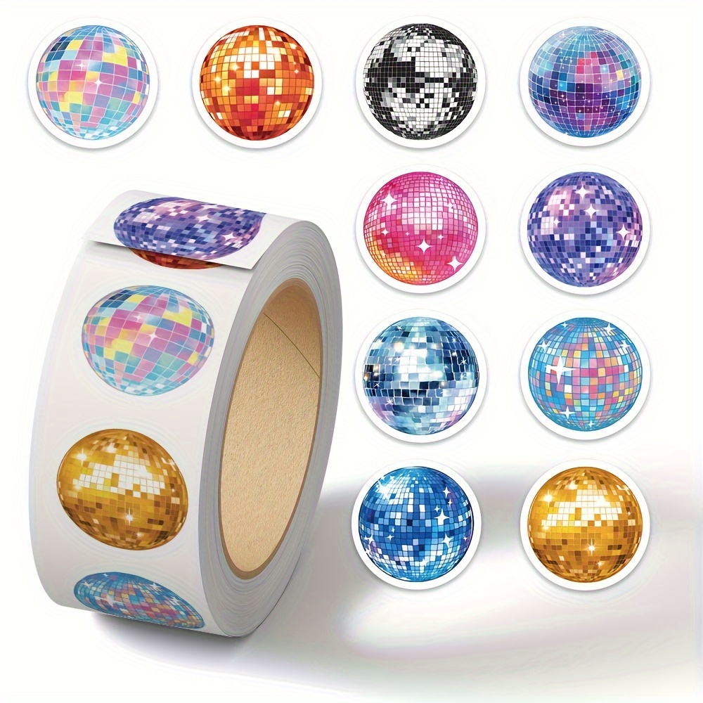 1 Roll/500 Sheets Disco Sticker Roll For Laptop, Journal, Envelope, Water Bottle Sealing, Decorative Stickers