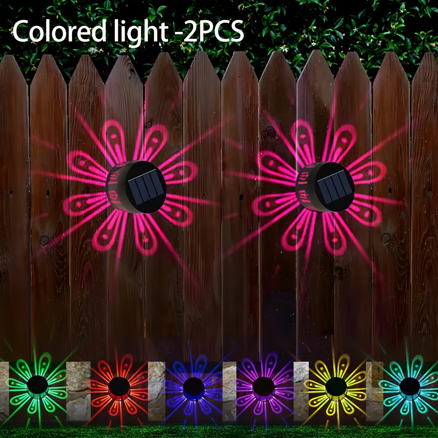 2pcs Solar Light And Shadow Wall Lamp, Outdoor Wall Lamp, Led Lamp Pearooster Projection Lamp, Suitable For Outdoor Garden, Lawn, Courtyard, Fence, Terrace, Stairs, Birthday Party Decoration .