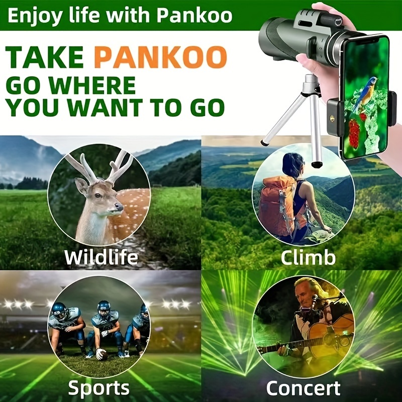 A Powerful Telescope for Adults, Featuring a High-Definition 10X Magnification with a 42Mm Objective Lens Made of All-Optical Glass. It Supports Smartphone Photography, Making It Ideal for Outdoor Camping, Travel, Birdwatching