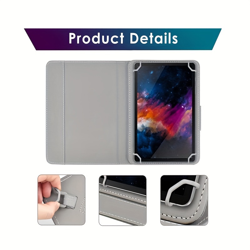 capa de tablet ajustável com   magnético - capa de suporte em couro sintético durável com elásticos, adequada para tablets for  , ios e windows de 9,6  ,5 polegadas. 4