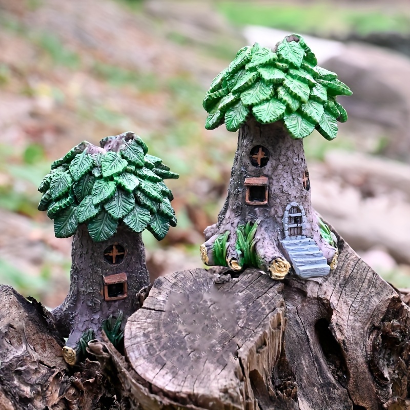 1pc resin mini elf fairy tale tree house lawn - Temu