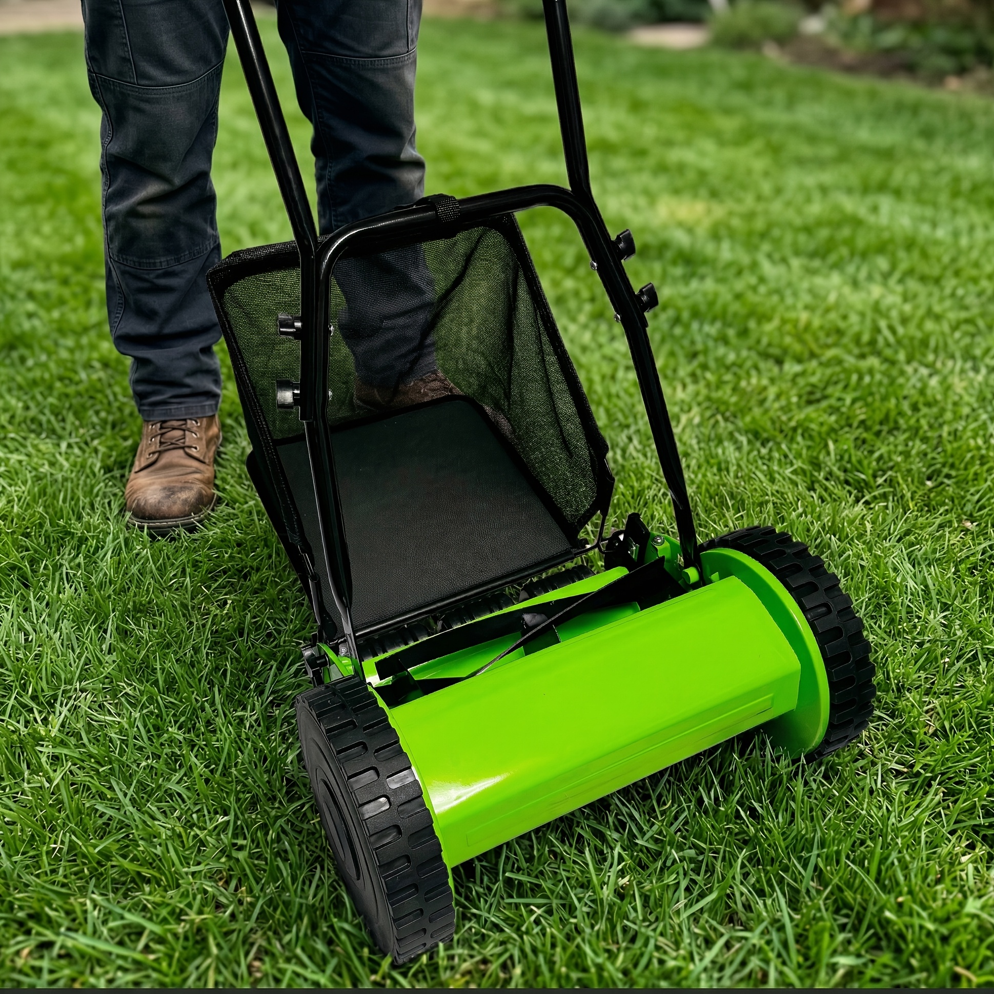 A Push Lawn Mower, a Drum-Type Manual Mower, Does Not Require Electricity Or Oil, Is Portable And Convenient, Suitable for Yard Lawn Care And Garden Maintenance