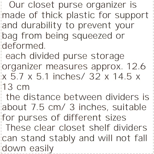 versatile 4 section clear acrylic organizer for purses handbags more   closet divider for bags files books utility hooks details 3