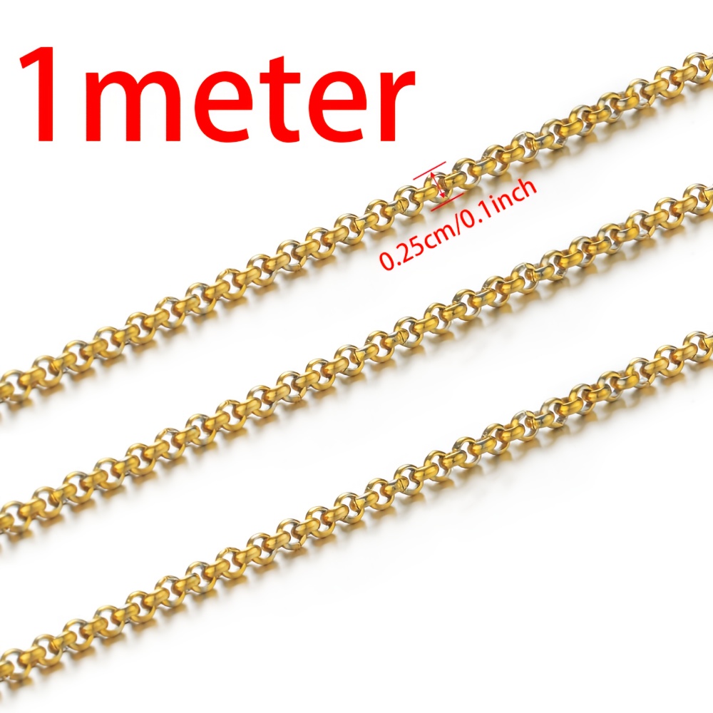 TEMU 1 Mètre 0.25/0.3/0.4 Cm Chaîne de Petite Cercle en Acier Inoxydable Tendance pour la Fabrication de , Bracelets et Bijoux
