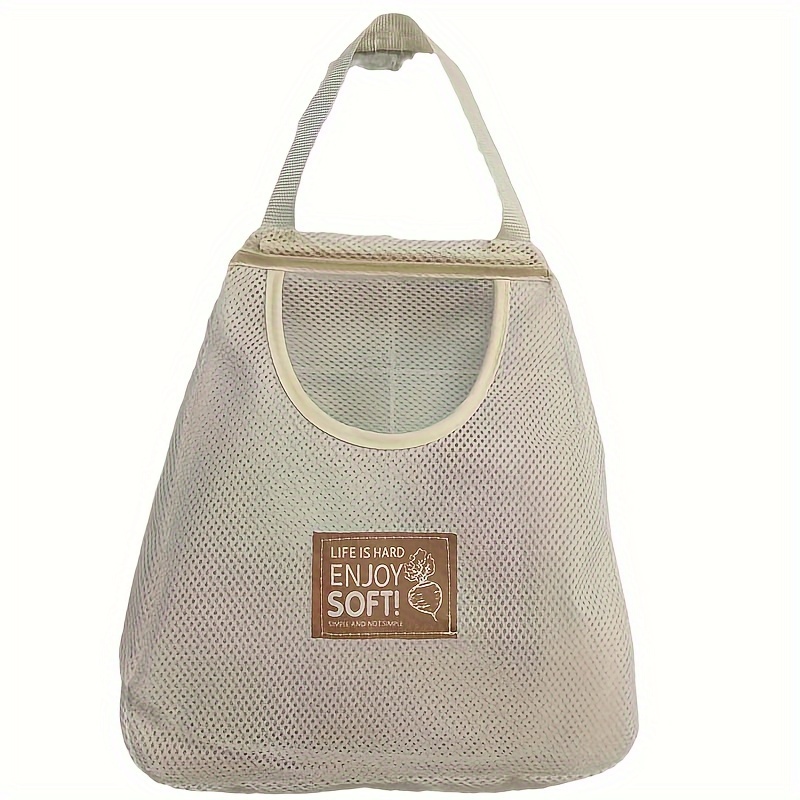TEMU 1pc Breathable Mesh Kitchen Storage Bag - Wall-mounted, Ginger, Garlic & Onions