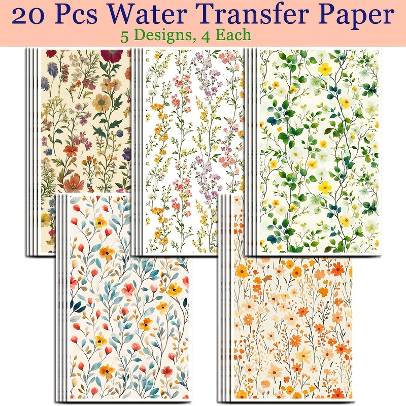 TEMU 20 feuilles de papier de transfert soluble dans à floraux colorés pour la peinture, la fabrication de bijoux et de boucles d'oreilles en