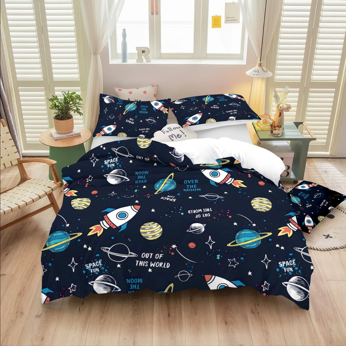 space rocket cartoon printed quilt cover set Temu Saudi Arabia