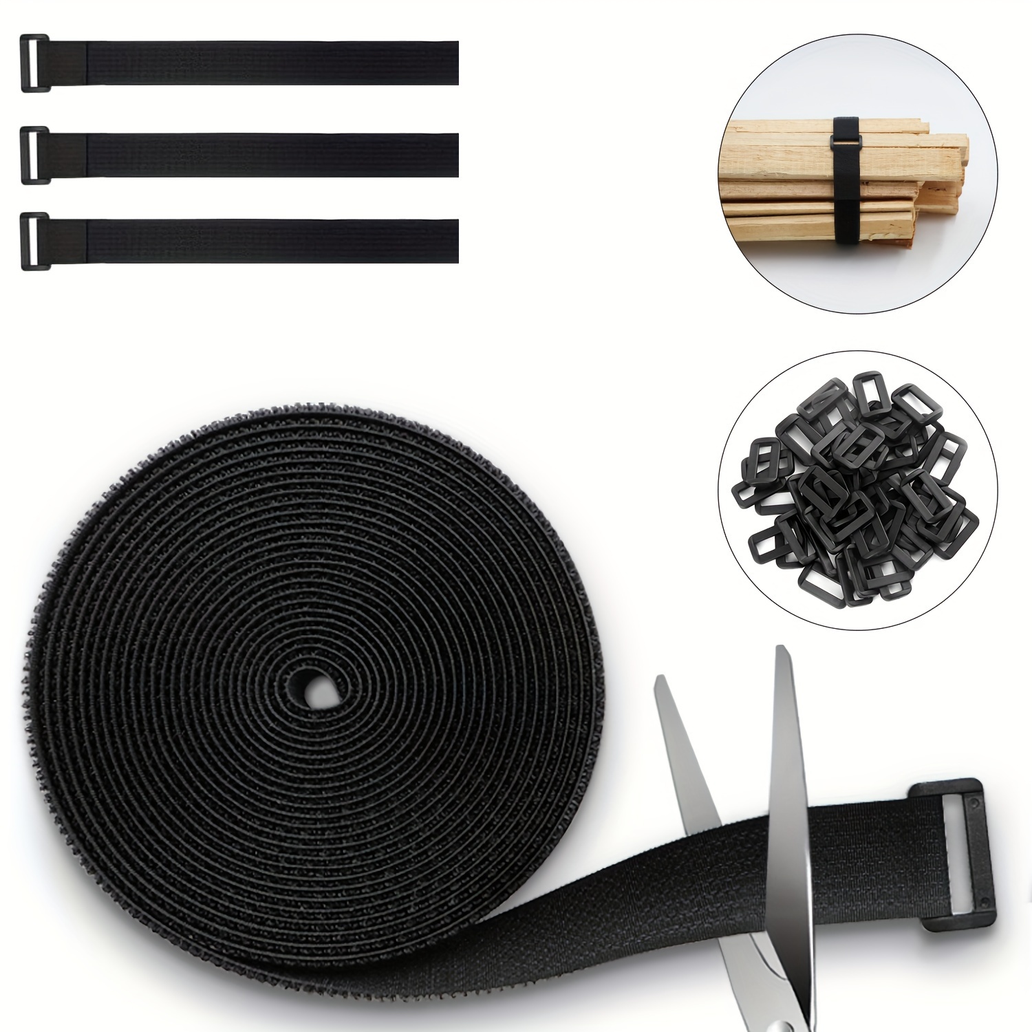 

32ft Nylon Cable Straps - Adjustable Fastening Straps For Cord Organization And Storage, Reusable, Cut-to-length, Black