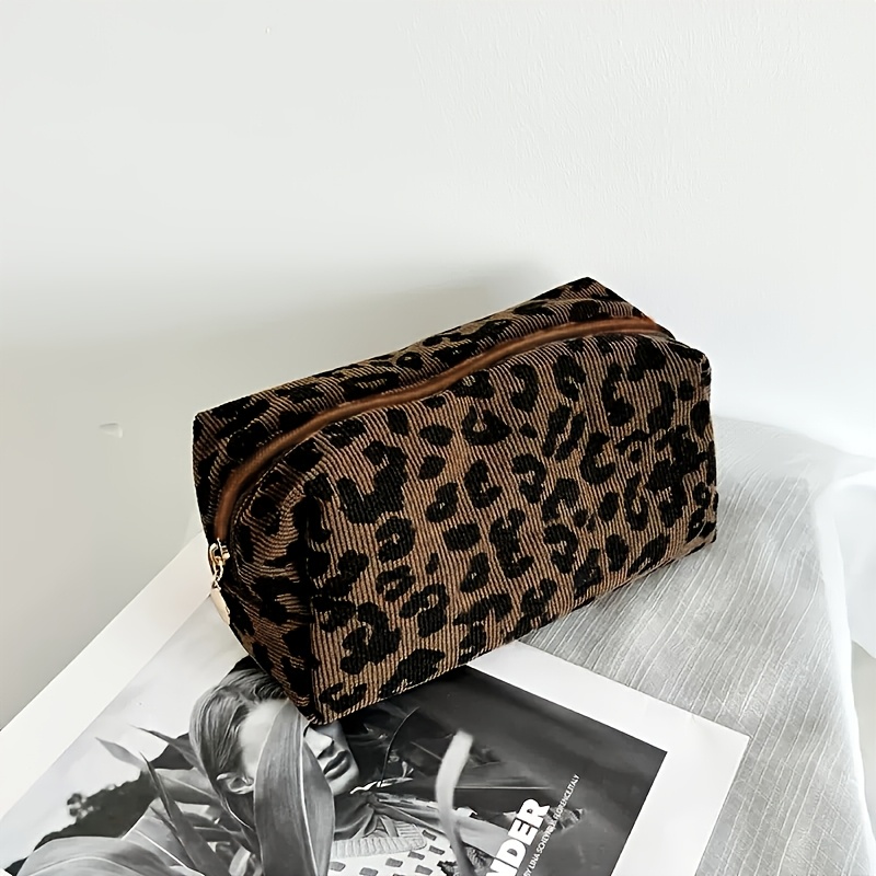 Leopard Print Makeup Bag, Large Capacity Cosmetic Pouch For Lipstick And Other Cosmetics