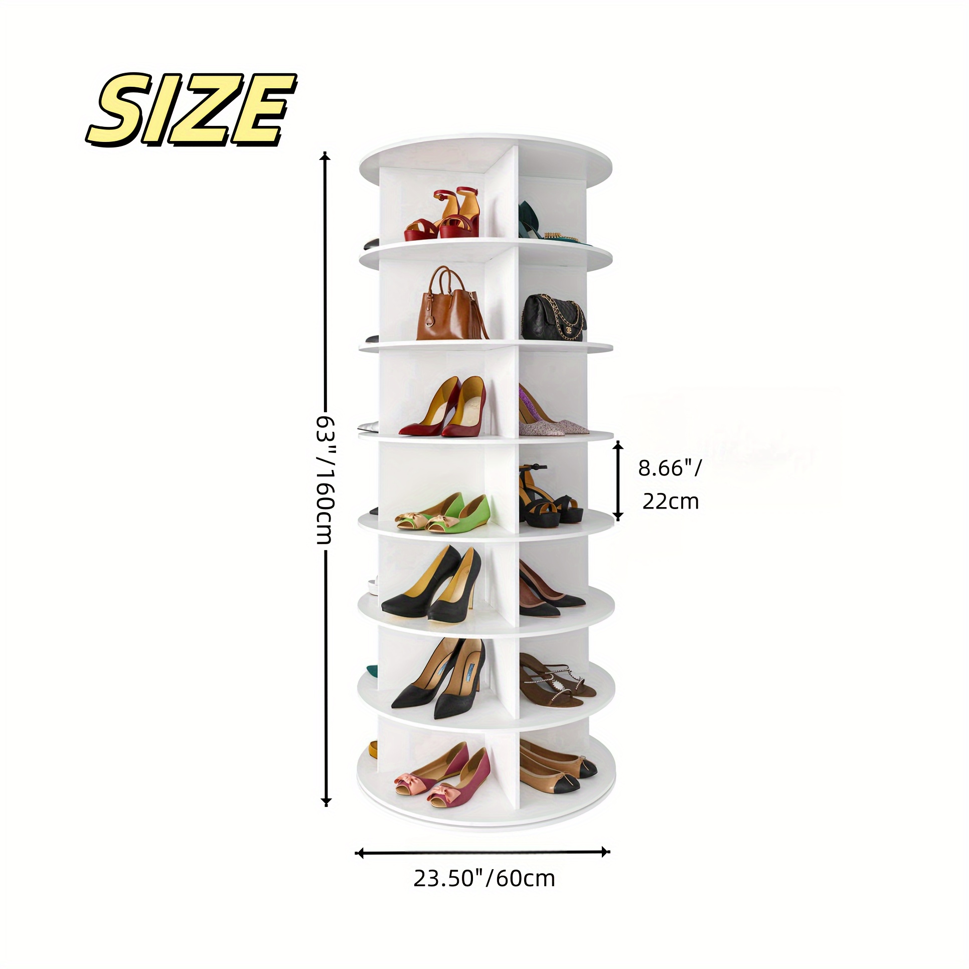 5 tier 7 tier rotating shoe rack tower spinning shoe display lazy susan revolving 360 shoe rack storage round carousel vertical handbag rotate shoes closet organization white pink valentines day details 2