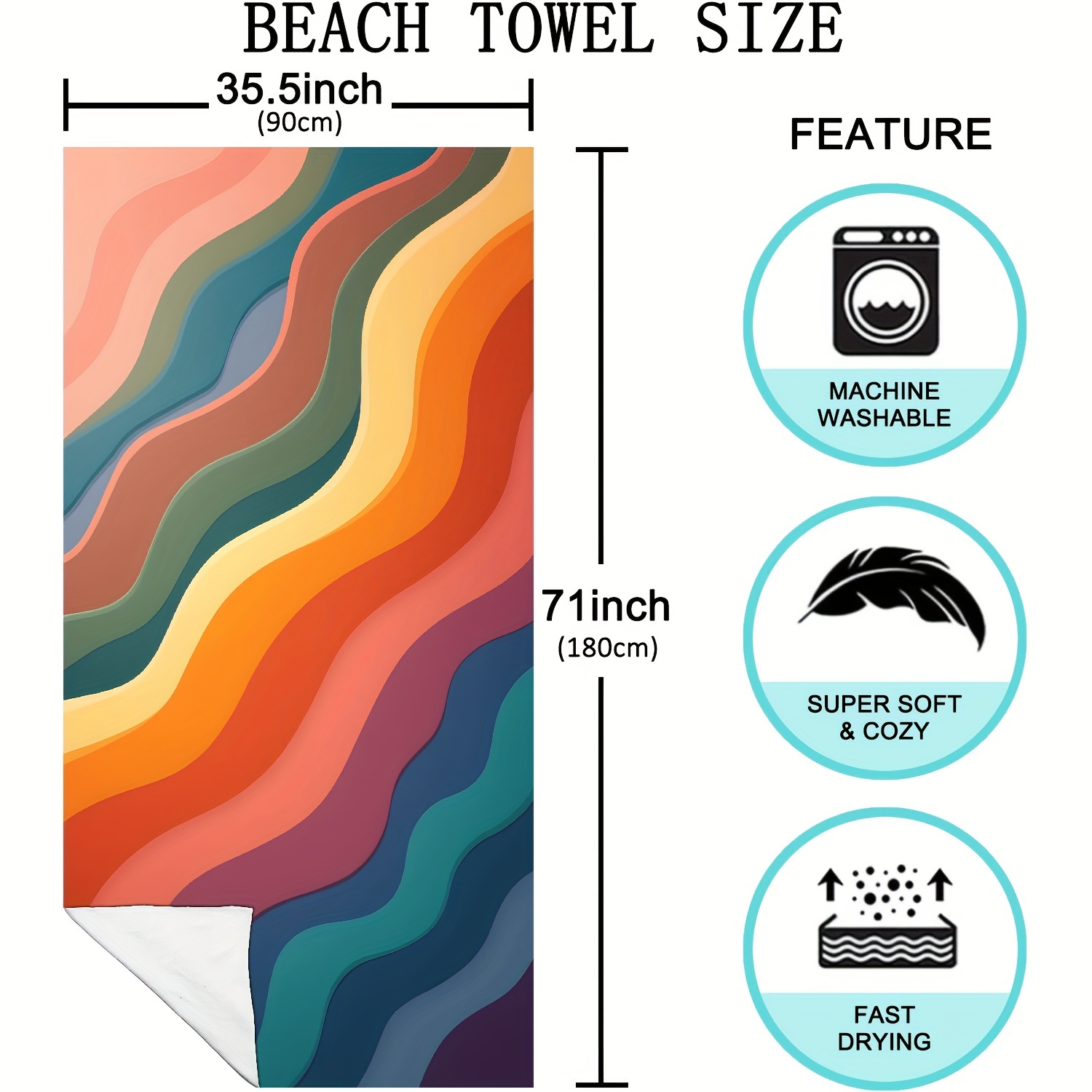 TEMU 1pc Microfiber Beach Towel, Valentine's Day, Summer Beach Towel, 2025, New Year , I Love You, 14th, Happy New Year, Spring, Easter, Microfiber