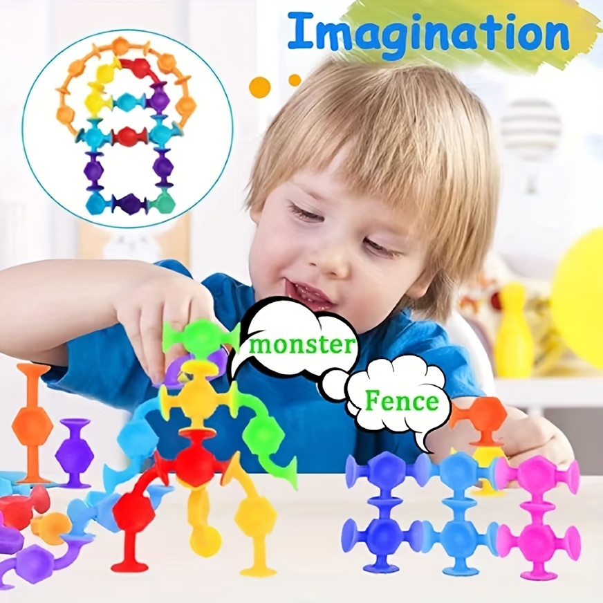 19 24pcs suction cup toys set diy table travel toys educational toys fidget toys building blocks soft construction set sucker set easter christmas thanksgiving birthday gifts best for christmas thanks...