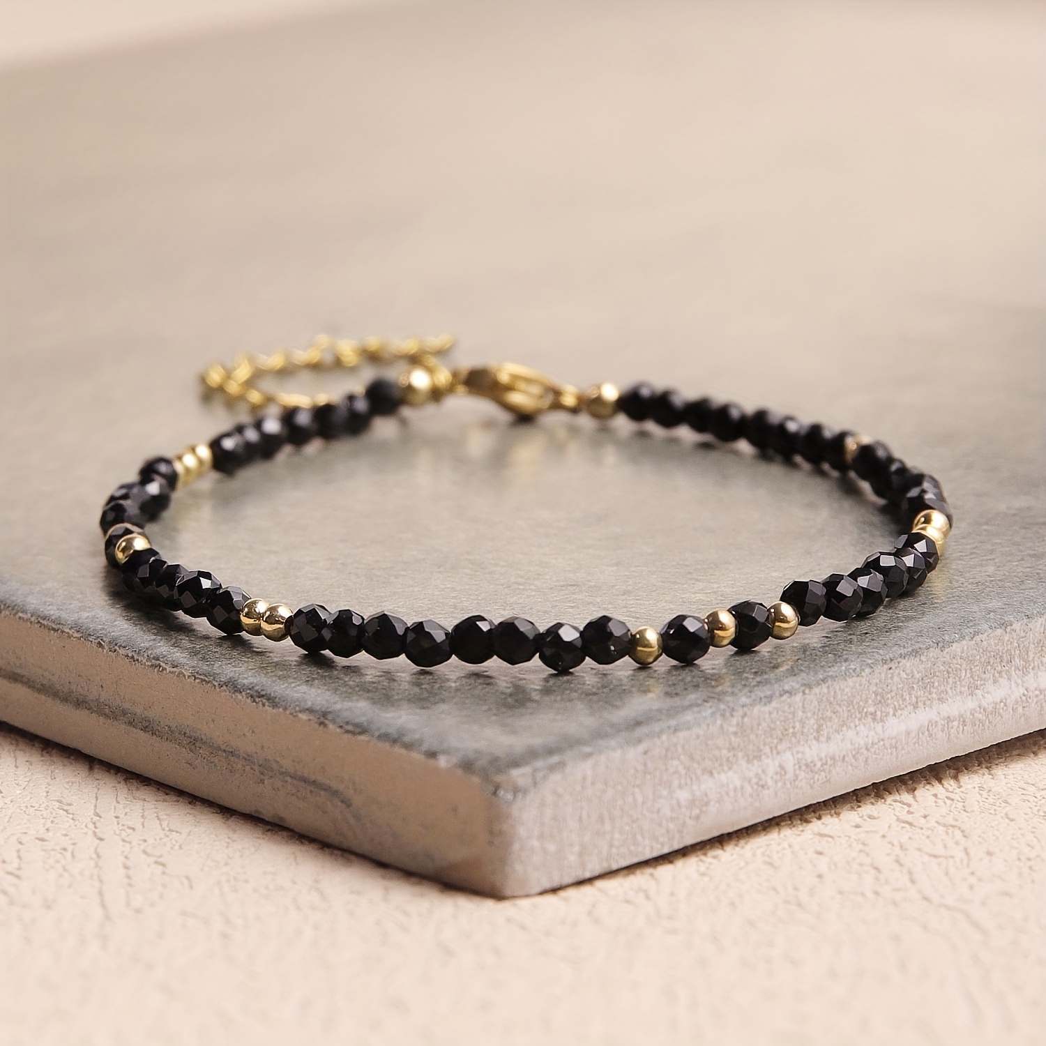 Image of 3mm Obsidian Bracelet | Natural Stone Black Beads With | Elegant Bohemian Style | Unisex Multi-functional For Daily Wear & Gifting | Perfect For Matching Sets, Jewelry