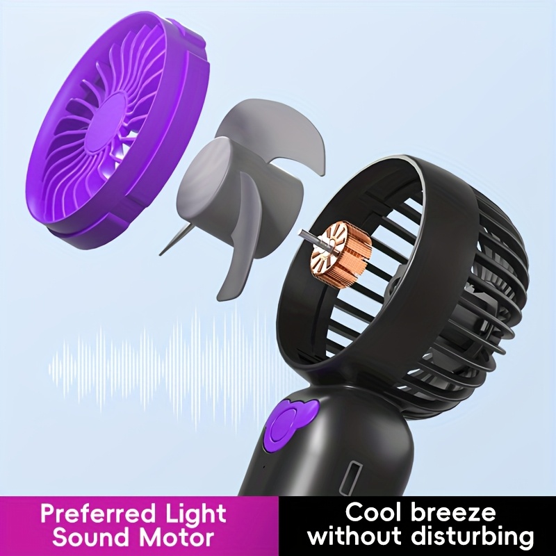 1pc Portable Mini Fan with 500mAh Rechargeable Lithium Battery, 3-Speed USB Charging, and Hanging Lanyard - Compact Handheld Design for On-the-Go Cooling - Black & White Options, Summer Essential | Sleek Handheld Fan | Lightweight Fan