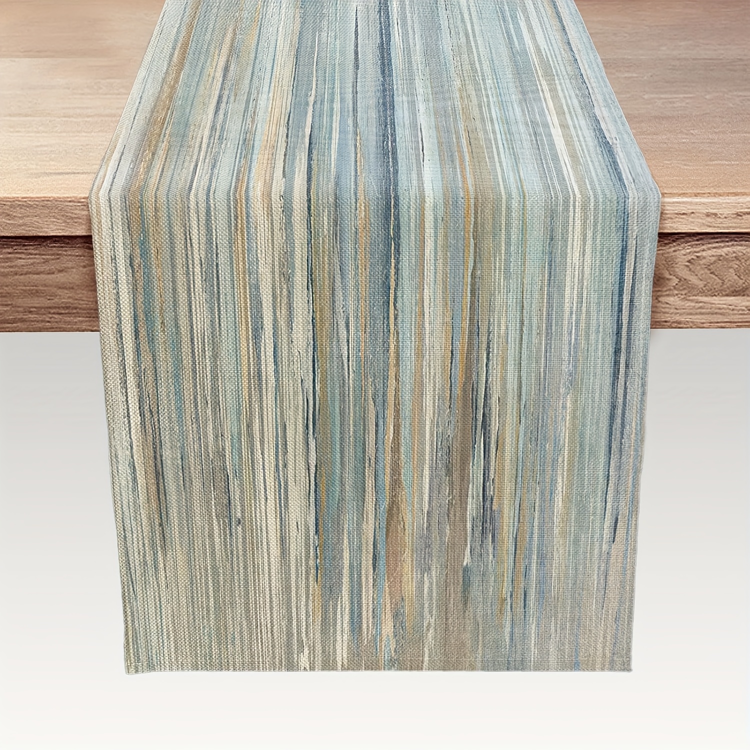 TEMU de Mesa Moderno Abstracto Azul y - Estilo a Rayas en Poliéster Rectangular para Decoración de Comedor, Fiestas Festivas, Adorno , Diseño