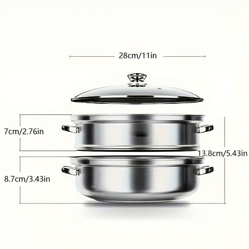 double triple layer stainless steel steamer suitable for boiling soup steaming seafood dishes making etc and can be used as a small cooking pot suitable for gas stoves and induction cookers outdoor cooking equipment