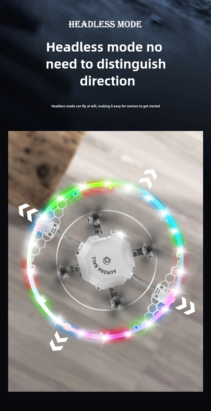 2.4G RC Mini Drone, Includes 2 Batteries, 360° Aurora Sphere Stunt Flips, Dazzling LED Lights, Auto-hover Altitude Hold, Headless Mode, One-key Takeoff/landing. Perfect Beginner-friendly Toy Or Gift.