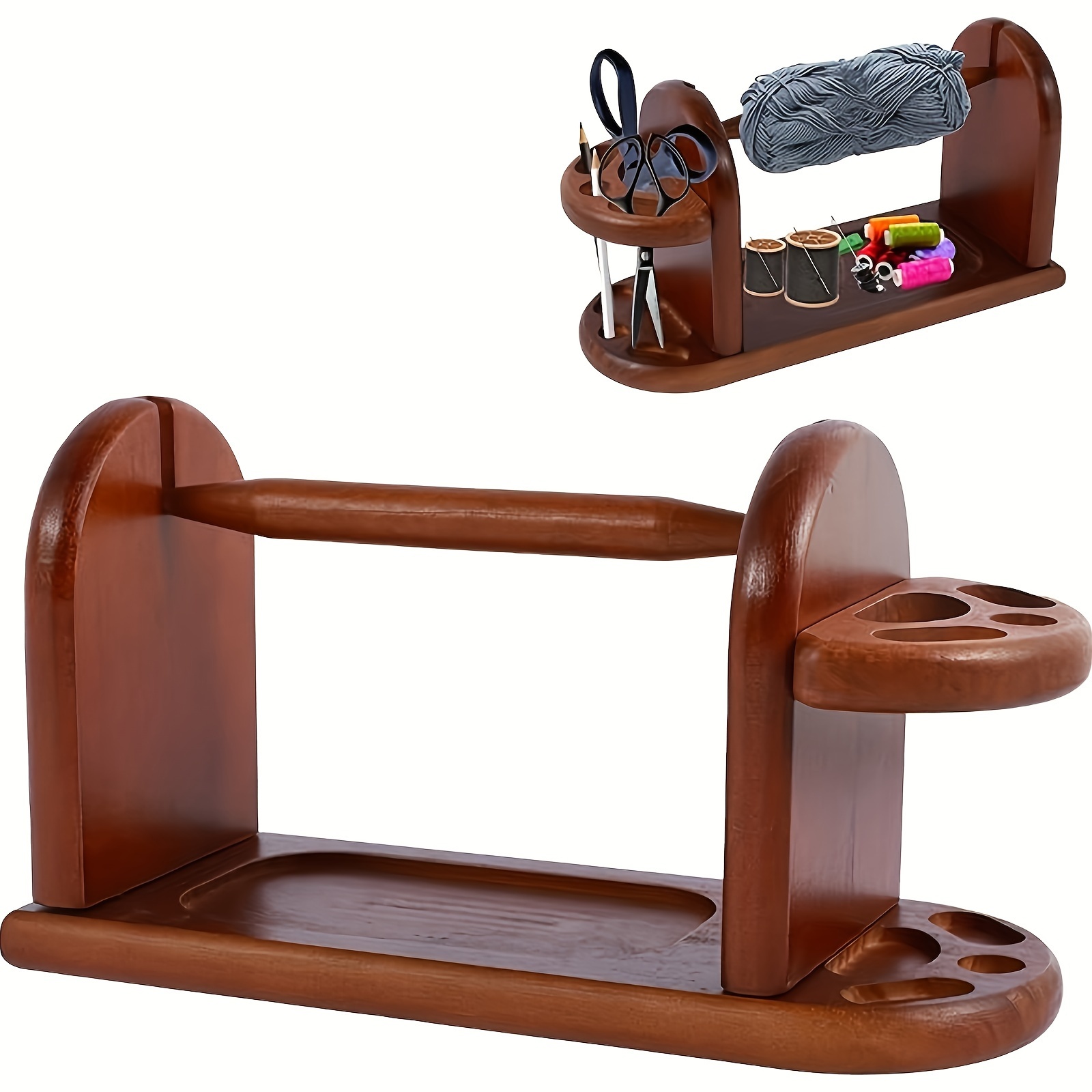 

Porte-Bobine en Bois avec Plusieurs Compartiments - Organisateur d'Outils de et Couture pour Bureau à Domicile, Porte-Bobine en Bois Marron pour Fournitures d'Artisanat, Accessoires et Fournitures de