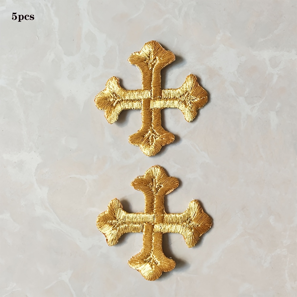 Ywli 5pcs/bag - Golden & Patch Diy Embroidery Fabric, Religious Theme, Solid Color, Diy Embroidery Fabric | Religious Embroidery | Durable Fabric