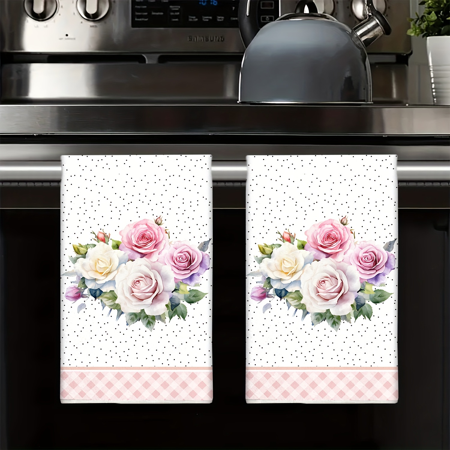 TEMU 2pcs Set: Hand Towel And Kitchen Decorative Dish Cloth, Absorbent For Cooking, Baking, Housewarming Gifts, Cleaning Supplies & Bathroom Essentials