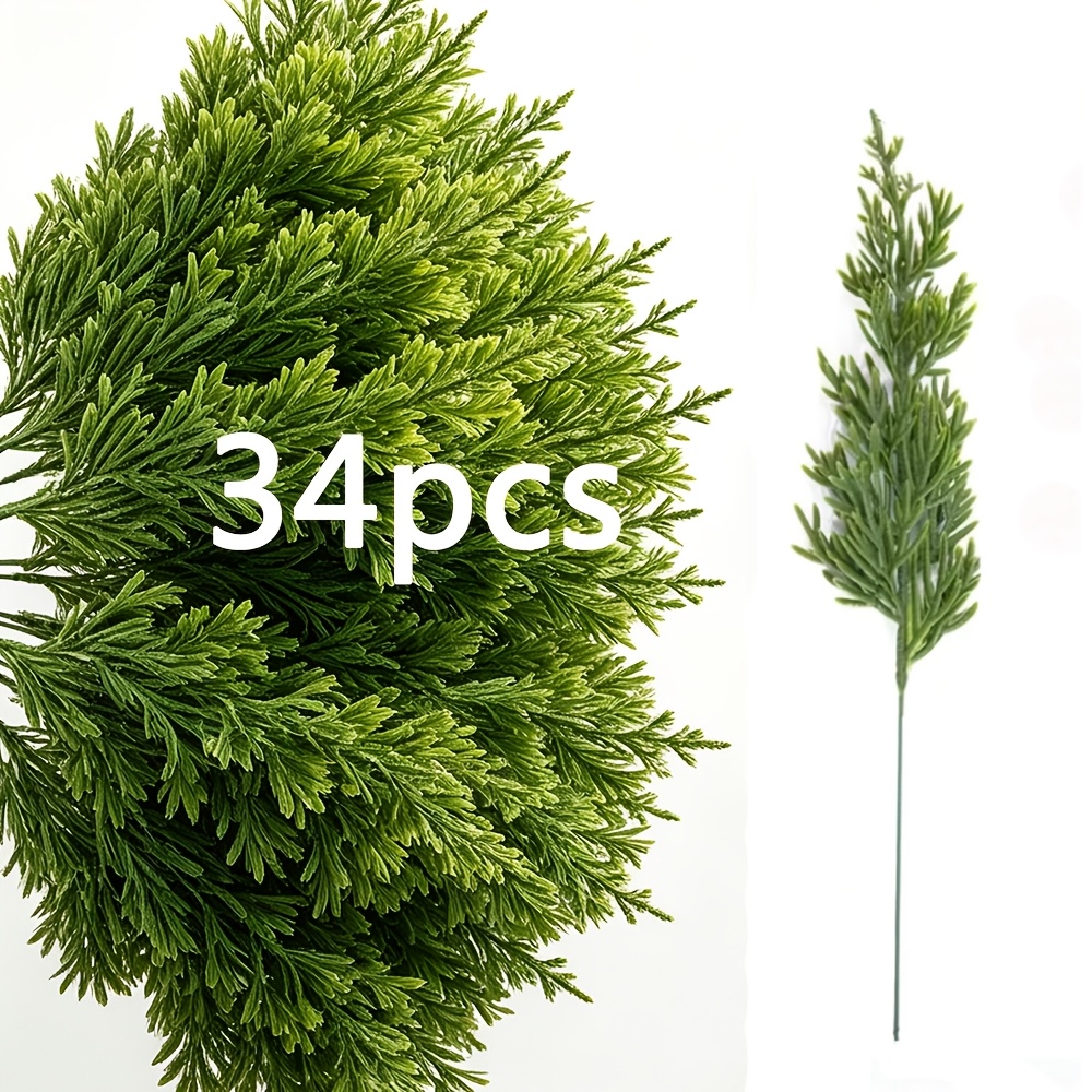 TEMU 34pcs Christmas Artificial Needles, Christmas Flowers Artificial Pine Branches For Diy Wreath Crafts Christmas Tree, Christmas Tree Decor,