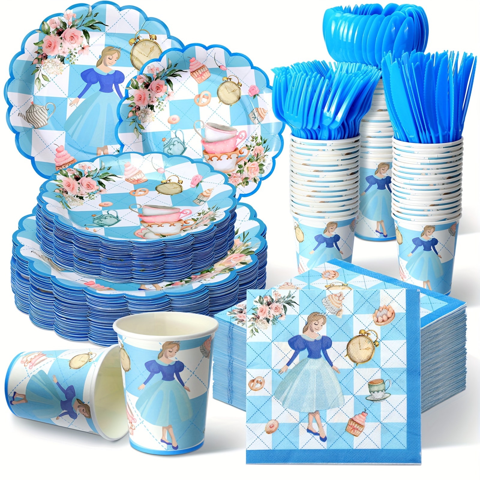 

350 Pcs Wonderland Paper Plates And Napkins Wonderland Birthday Party Supplies Serve For 50 Guest Dinnerware Set Wonderland Disposable Paper Plates Shower Dinner Plates