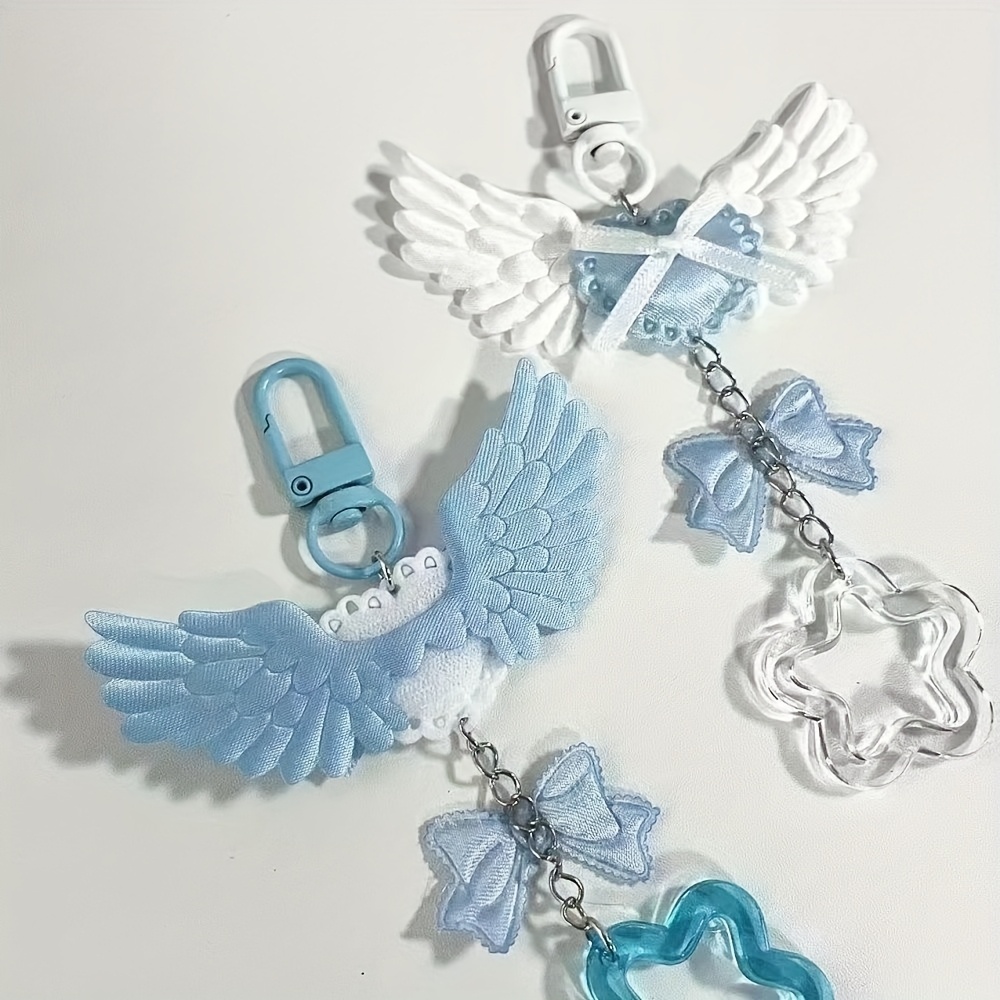 White and Blue Love Pendant Keychain, Versatile Bag Accessory