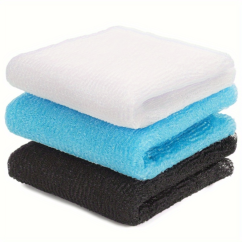 

3pcs Exfoliating Bath Towels - African Mesh Sponge & Japanese Face Cloth For Body Scrubbing, Home Cleaning Tools