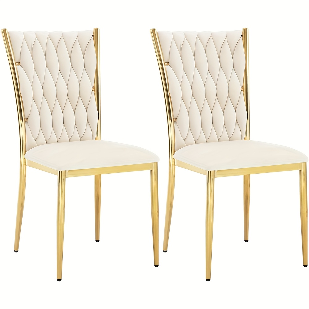 Image of 2pcs Dining Chairs, Dining Room Chairs, Velvet Kitchen Chairs, Modern Dining Chairs, Design Chairs, High Back Metal Legs For Dining Room, Kitchen, Bedroom, Living Room