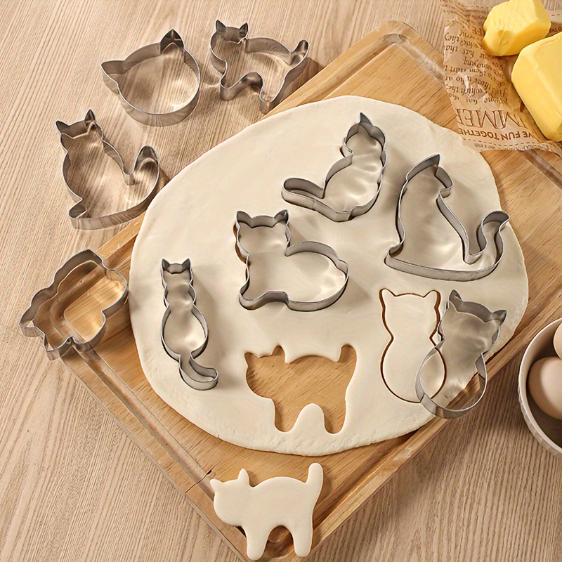

9pcs, Kitten Cat Shaped Cookie Cutters, Pastry Cutter, Biscuit Molds, Baking Tools, Kitchen Accessories