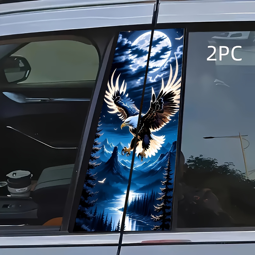 Image of Flying Eagle & Canyon 2pcs Vinyl Sticker Car Door Post Protection Sticker - Easy To Easy To Tear Sun Protection Waterproof Scratch Resistant Car Decoration Decal