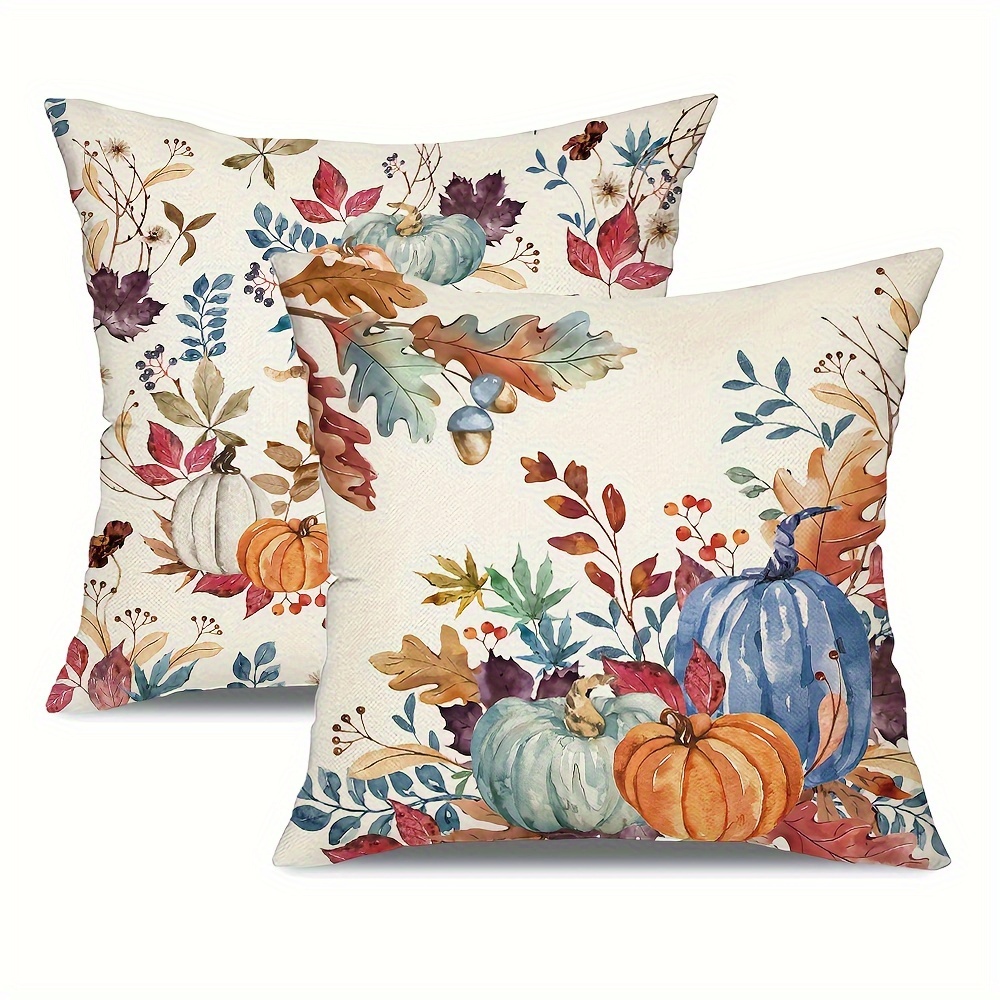 TEMU Set Of 2, Decorative Pillow Covers For Fall, Featuring , Perfect For Thanksgiving Farmhouse Decor, 18x18 Inches, Ideal For Couch Or Living Room Or Bedroom, Pillow Inserts Not Included