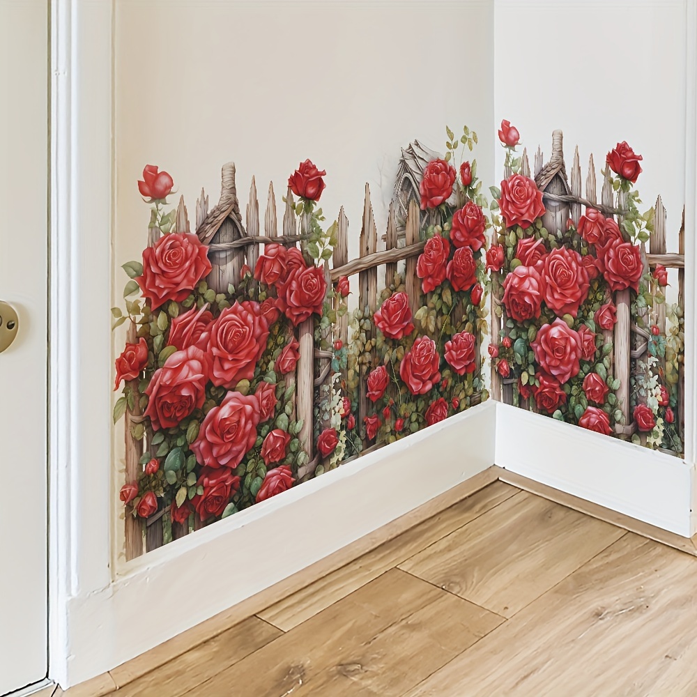 

Valentine's Day Fence Wall Decal - Removable Vinyl Sticker For Bedroom, Living Room & Porch Decor, Waterproof & Moisture-proof