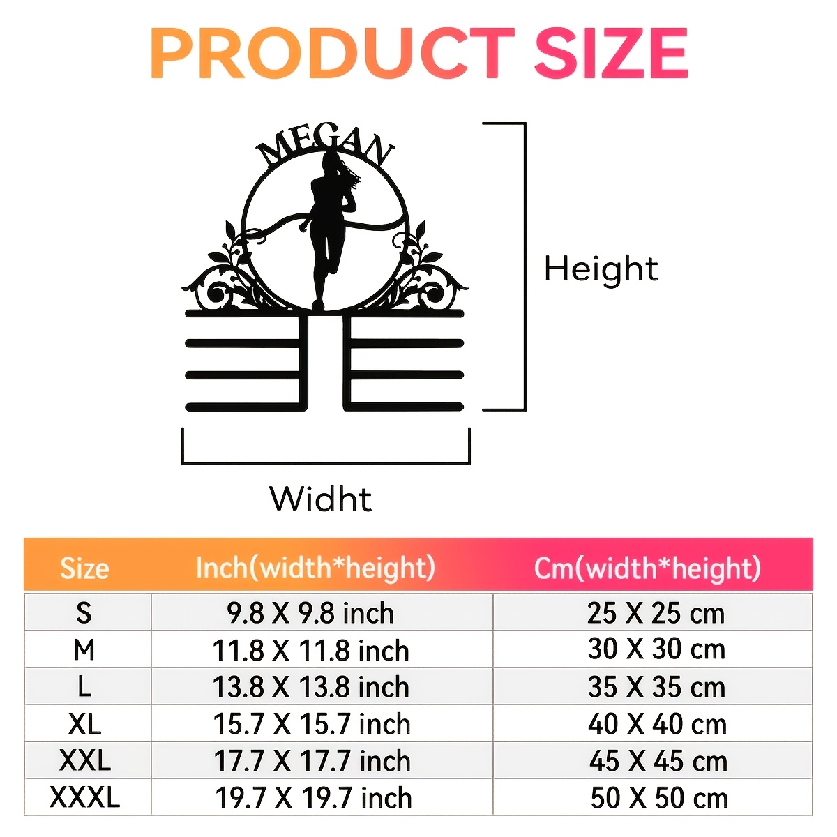 TEMU Personalized Medal Display Stand - Customized Name Flower Pattern Wall Mounted Stand, Durable Trophy Stand Suitable For Athletes And Runners -
