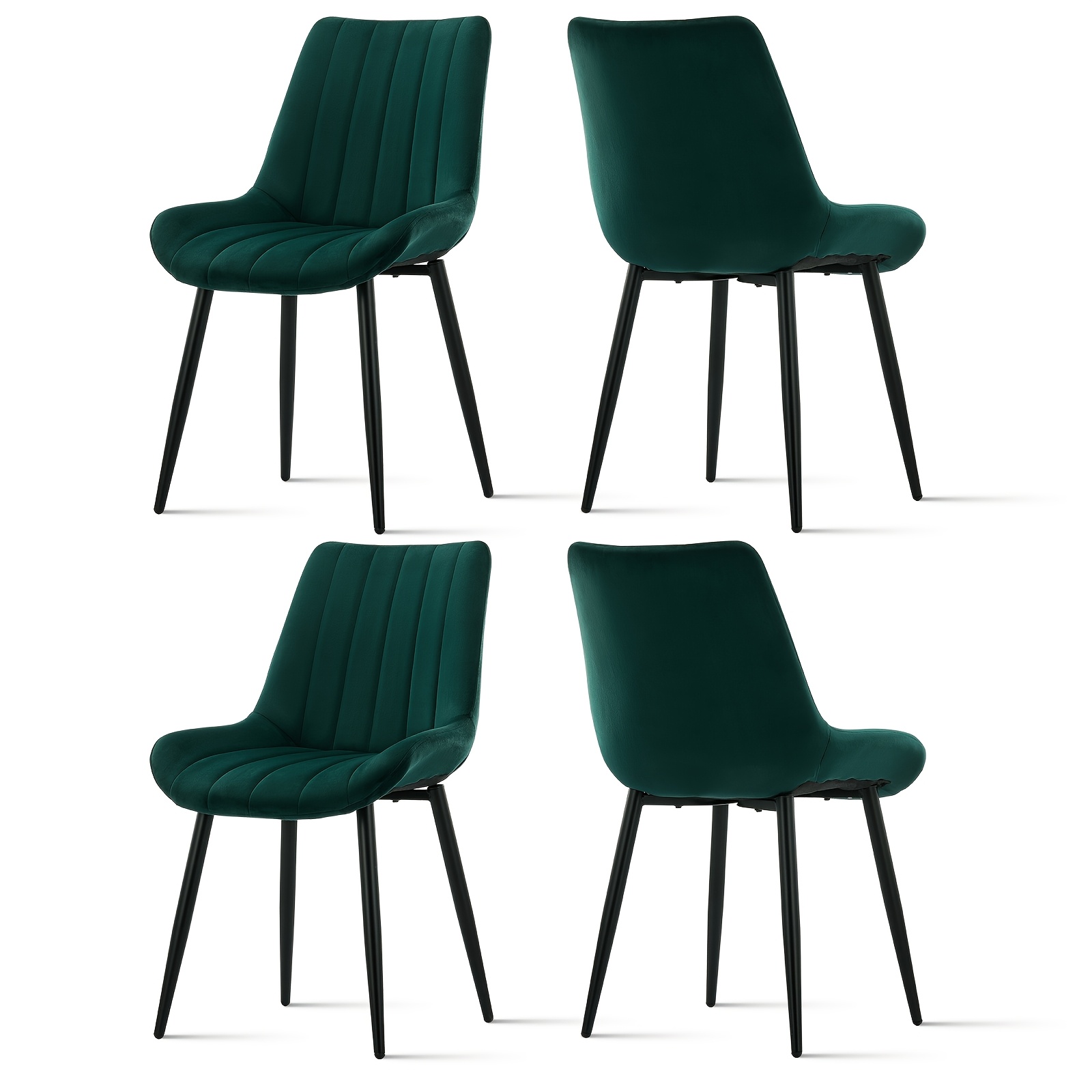 Image of Dining Chairs Set Of 4 Velvet Upholstered Seat Leisure Kitchen Chairs With Sturdy Metal Legs High Back Dining Living Room Lounge Corner Reception Chairs