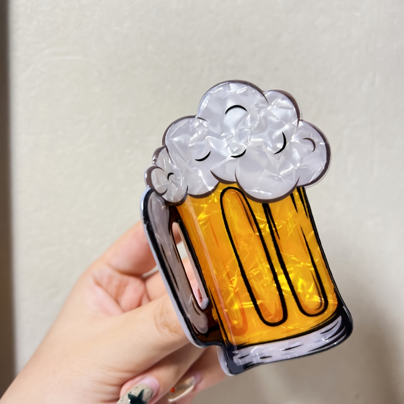 E-shop Kreativer Bierbecher Haarspange, Große Haarklammer, Hergestellt aus strapazierfähigem Acrylmaterial, Lustiges Haaraccessoire für Frauen,