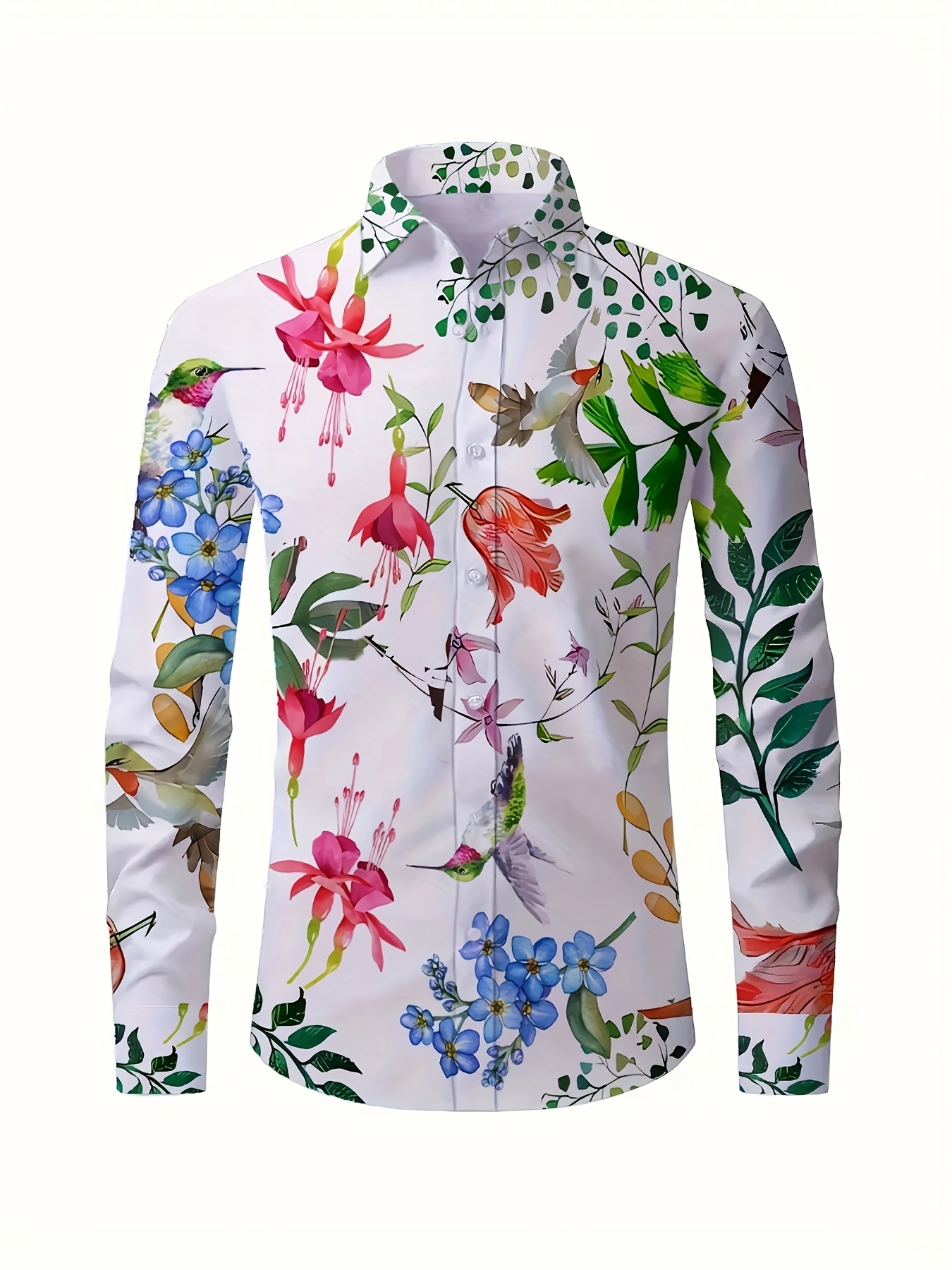 chemise à manches longues homme imprimé floral tropical Temu
