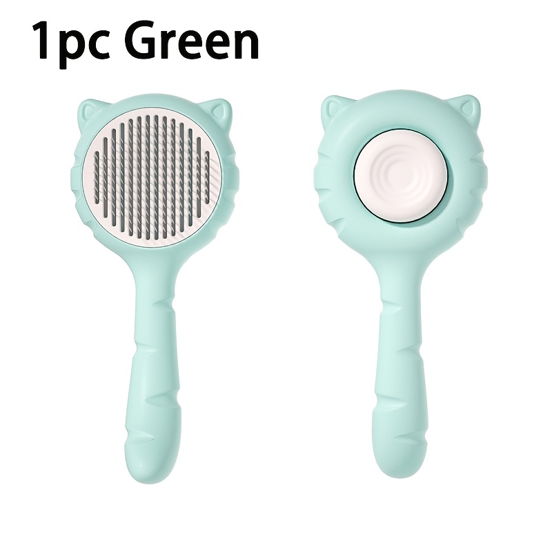 Brosse pour Chats à Autonettoyage, Brosse de Toilettage pour Enlever les Poils Morts, Nœuds et Saletés, Idéale pour Chats à Poils Longs, Vert